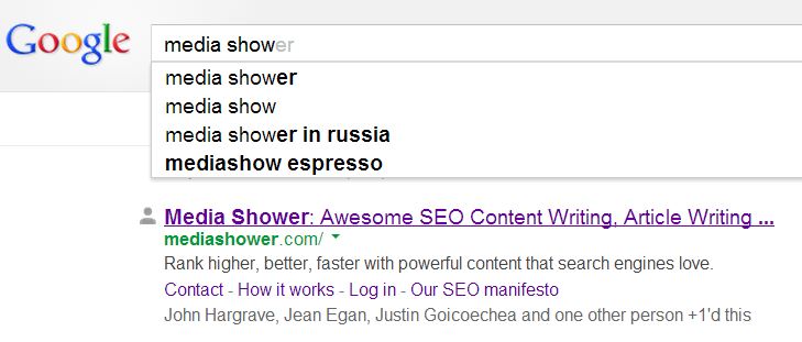 media shower google search