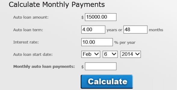 Car loan outlet calculator online