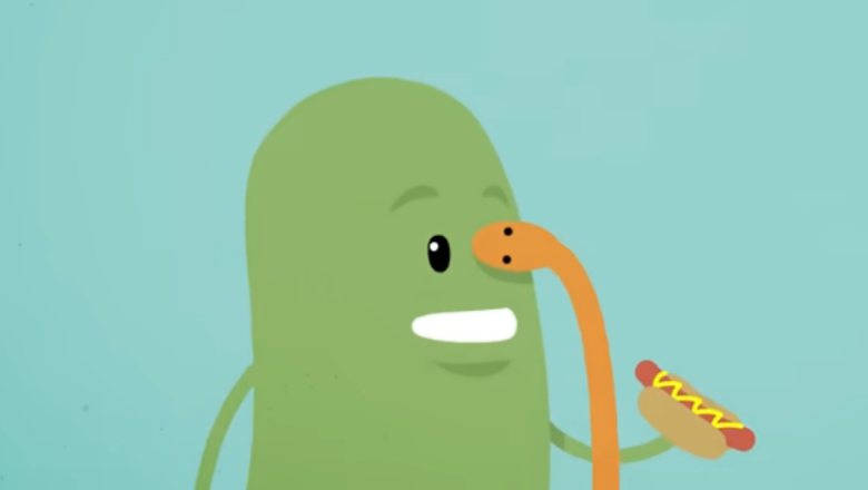 cartoon character having an eye bitten by a snake