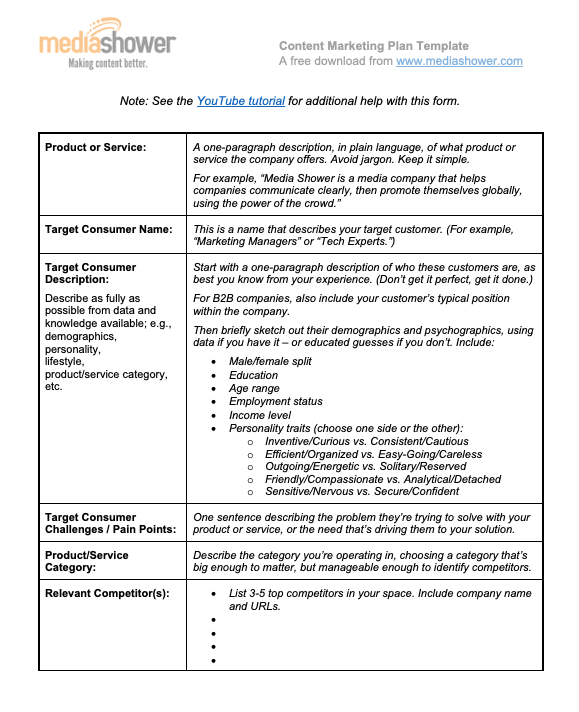 content marketing strategy template