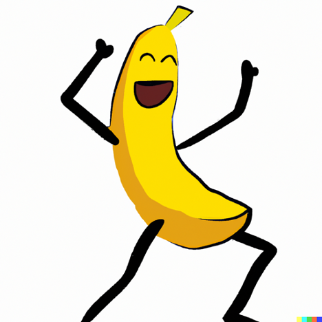 banana doing a happy dance