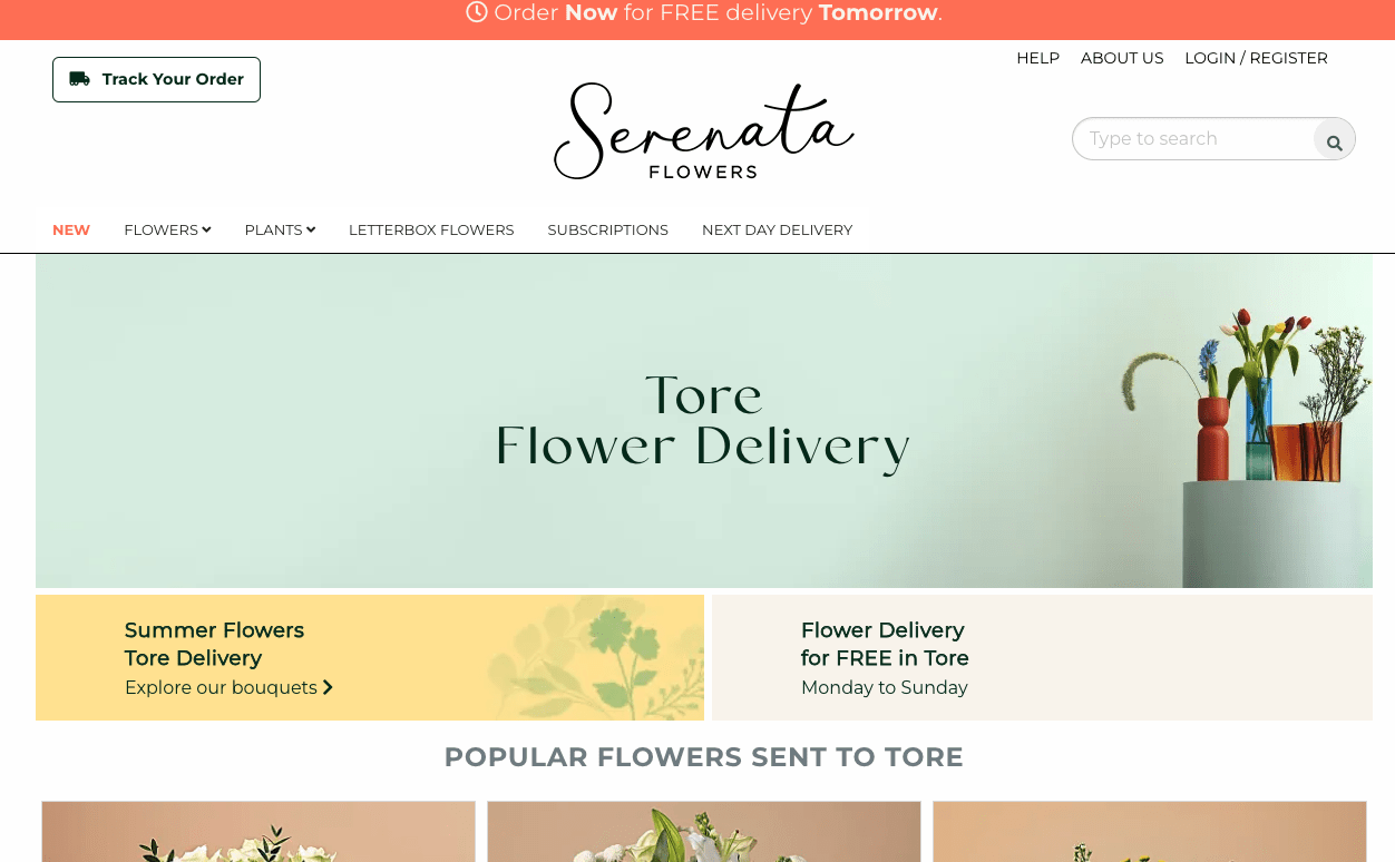 serenata flowers landing page