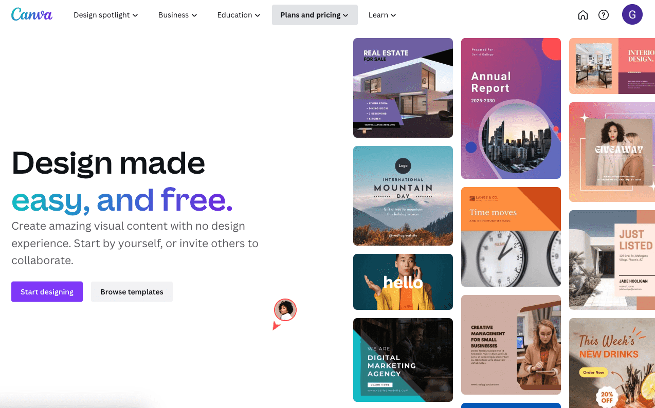 canva landing page