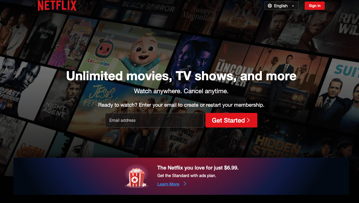 netflix website screenshot