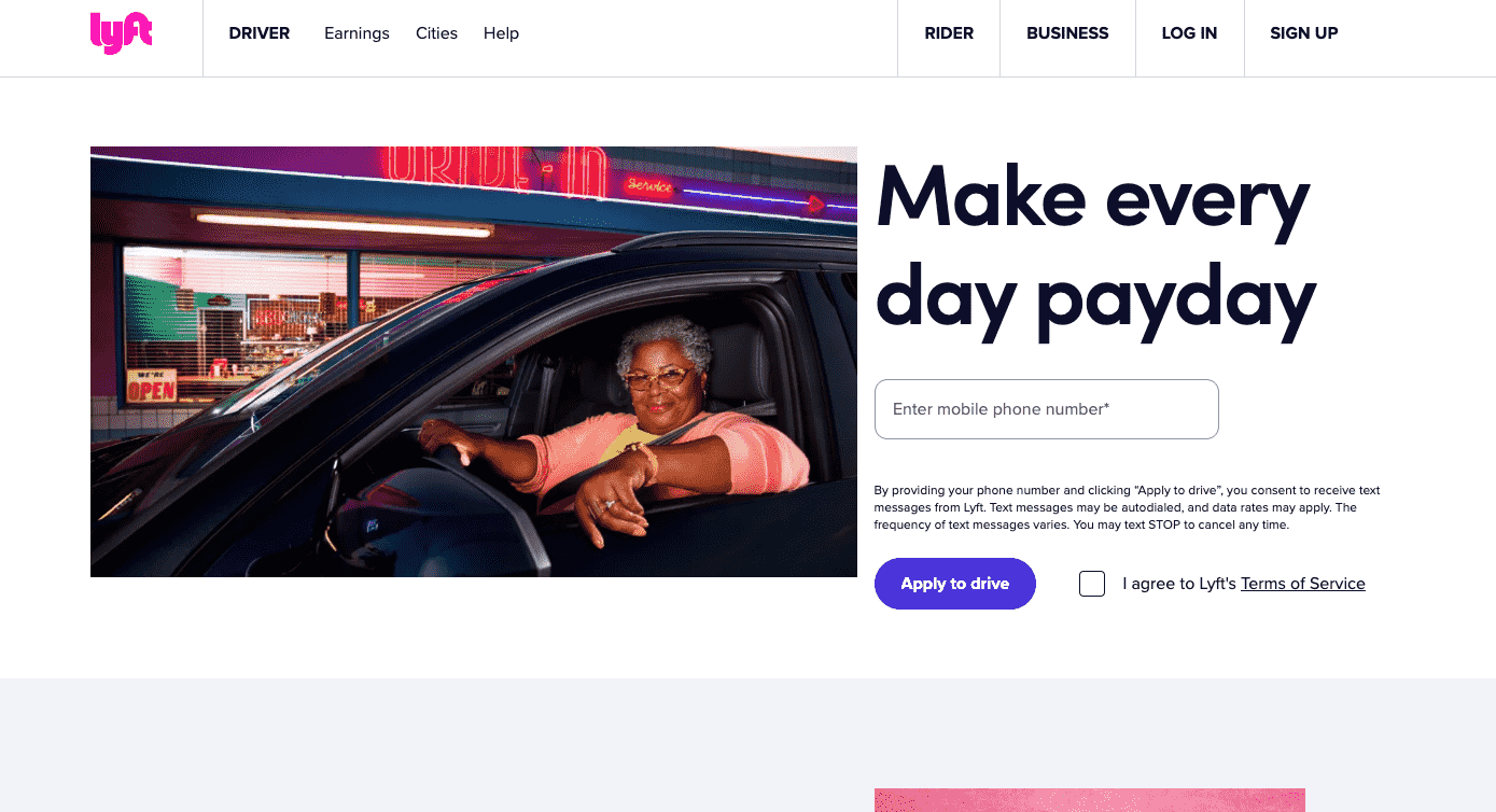 lyft website screenshot