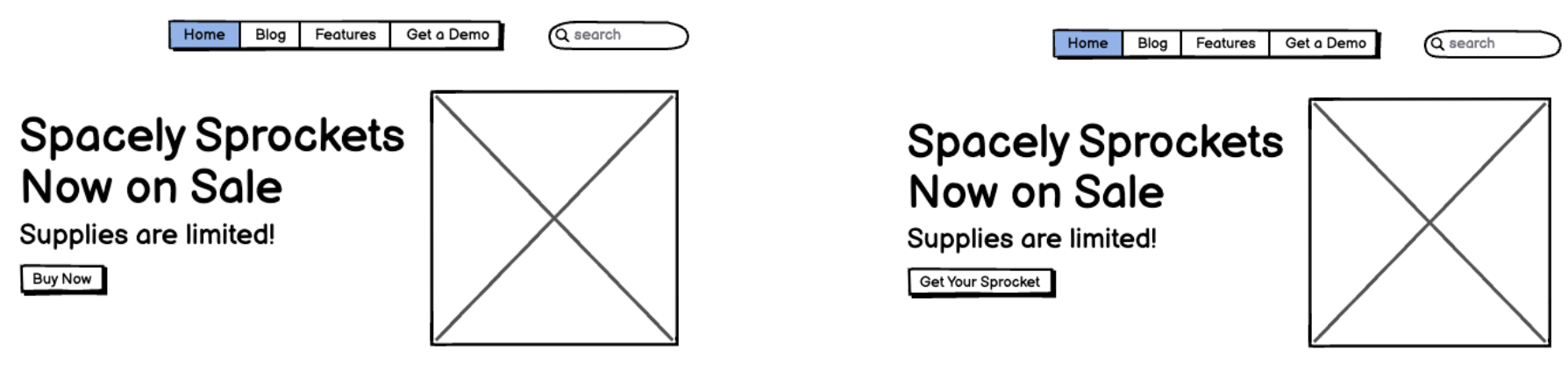 wireframe CTA A/B testing