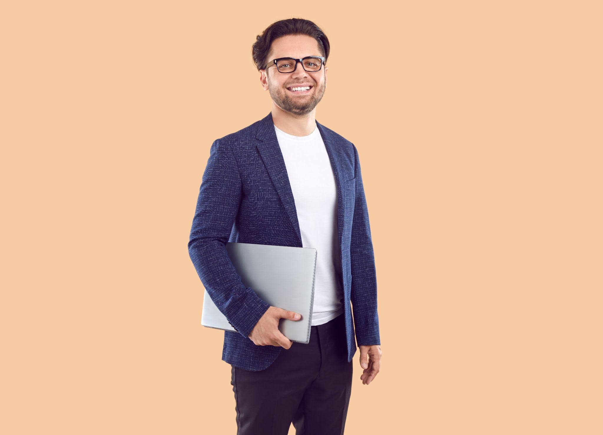 professional man holding a laptop