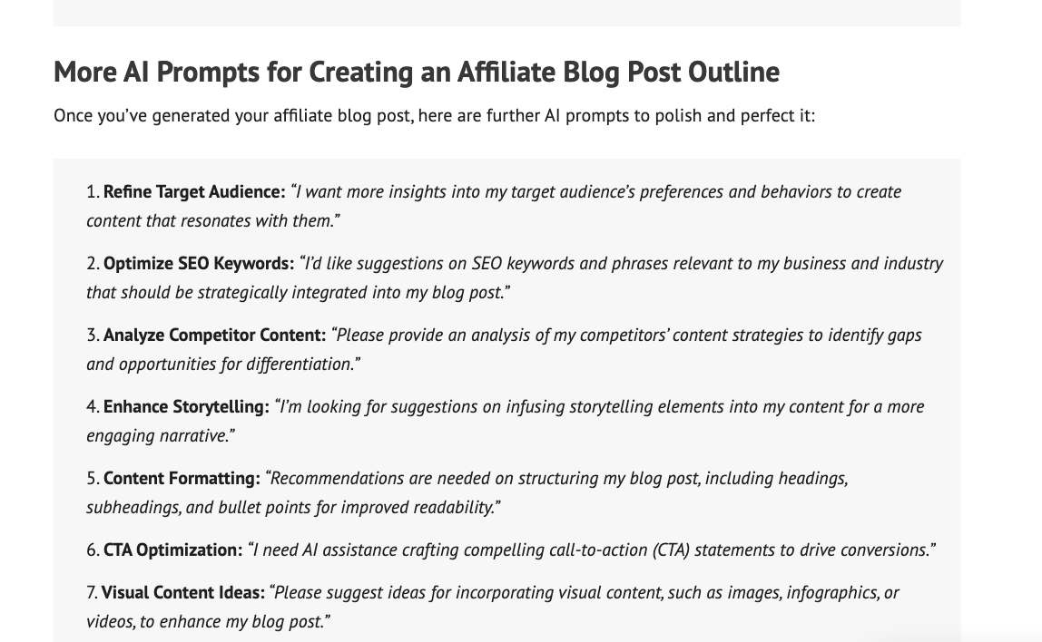 prompts for affiliate blog posts