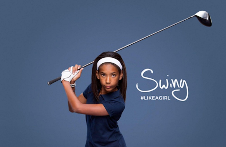 girl playing golf - marketing by always