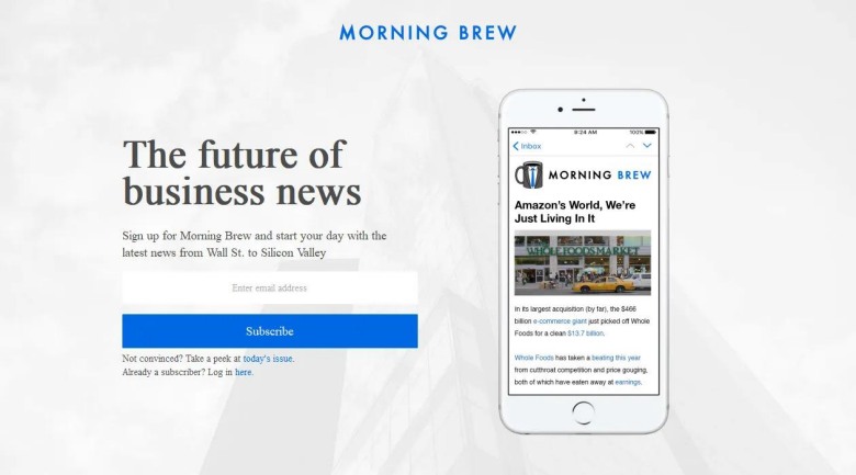 morning brew - example of an effective newsletter name