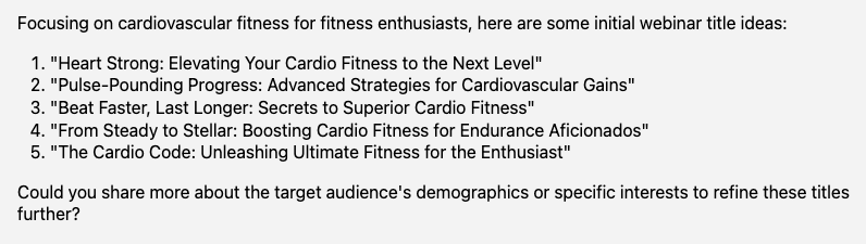 webinar title ideas about cardiovascular fitness