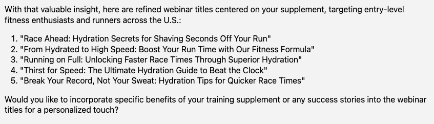 webinar title ideas about training supplement that improves hydration for entry-level fitness enthusiasts and athletes