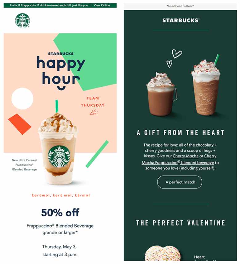 marketing email by starbucks