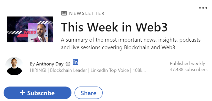 LinkedIn newsletter header- This week in Web3