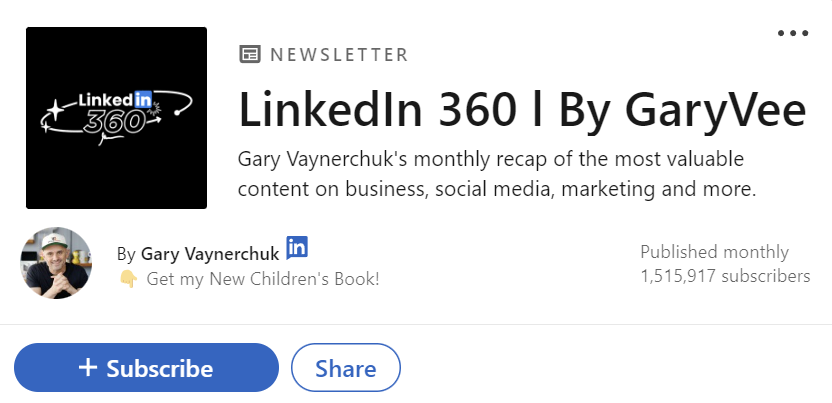 LinkedIn newsletter header- LinkedIn 360 by GaryVee