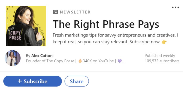 LinkedIn newsletter header- The Right Phrase Pays