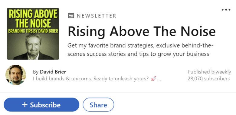 Linkedin newsletter headline- Rising Above the Noise