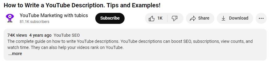 how to write a youtube description youtube summary