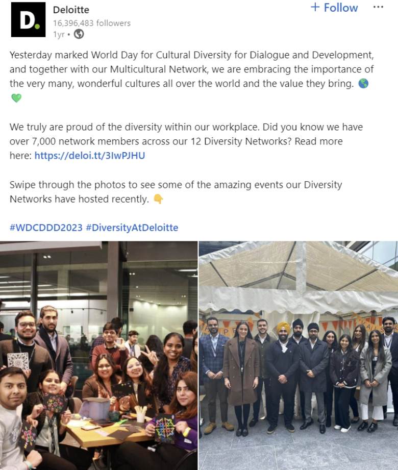 deloitte social post about cultural diversity