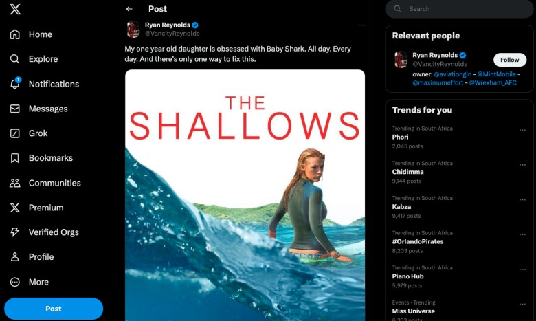 a ryan reynolds tweet about a blake lively movie