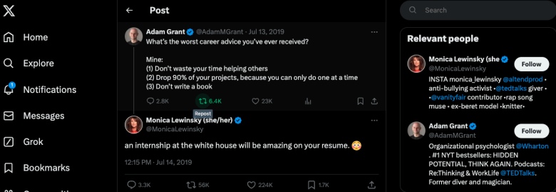 monica lewinsky viral response on X