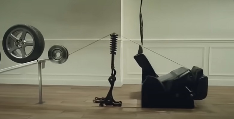 a tire, a cog, and other items from a honda commercial