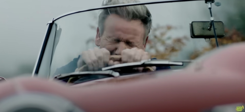 gordon ramsey driving with his eyes closed