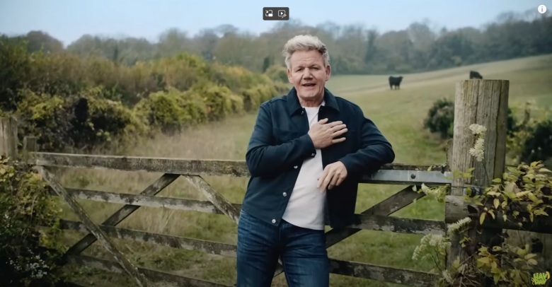 gordon ramsay leaning against a fence