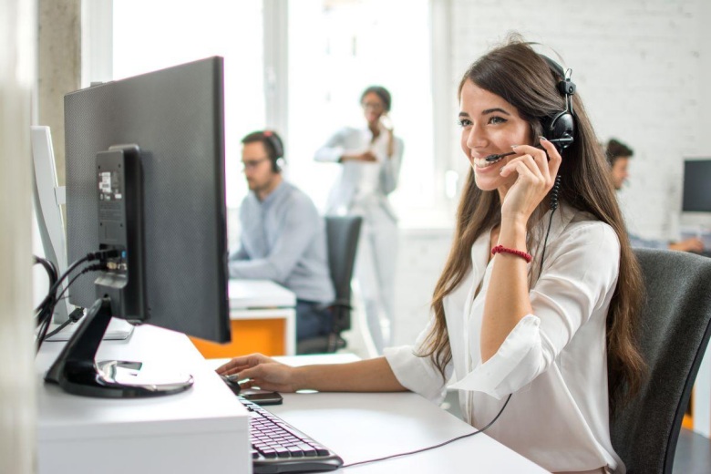 sales rep using a headset