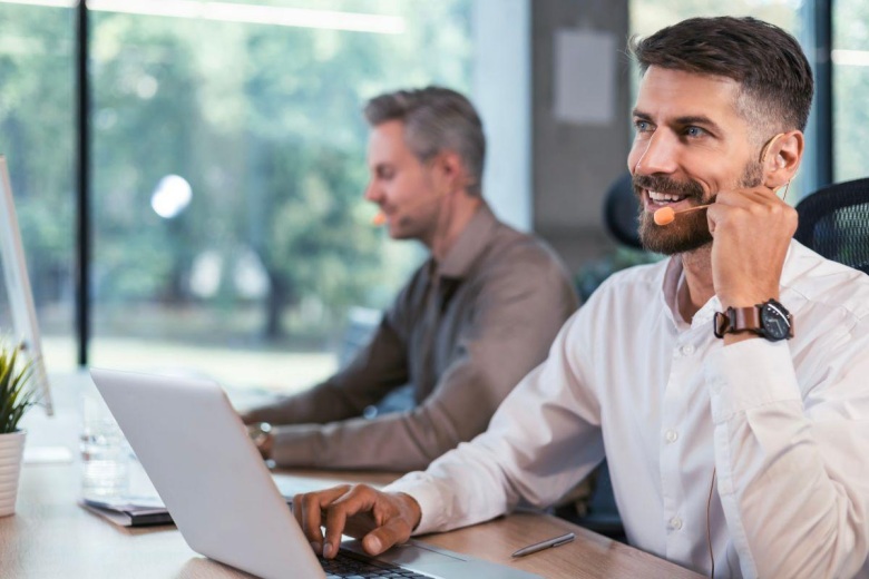 sales rep wearing a headset