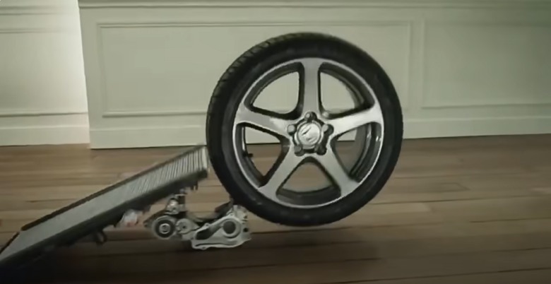 screenshot of a tire in a home from a honda ad