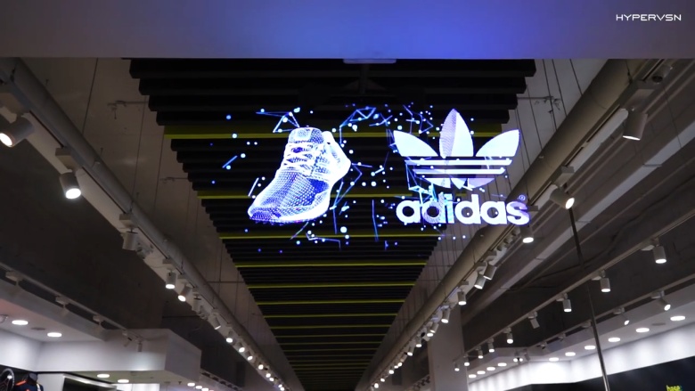 adidas logo and sneaker hologram