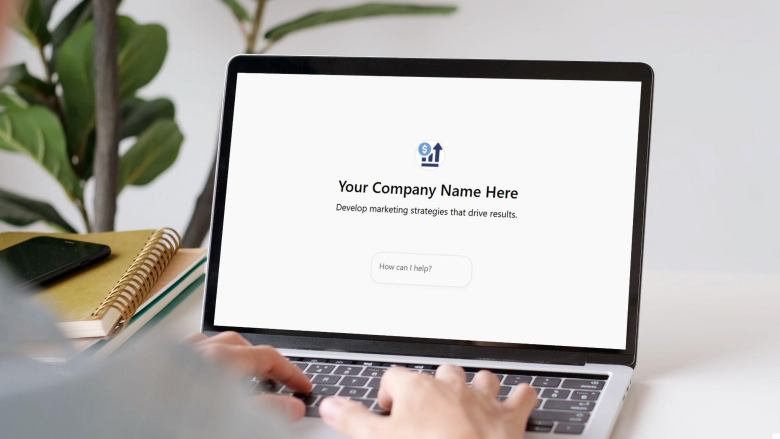 laptop screen with your company name on it