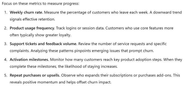 metrics to measure progress