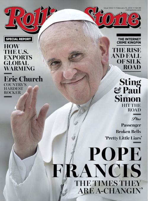 Pope Francisco on the Rolling Stones cover