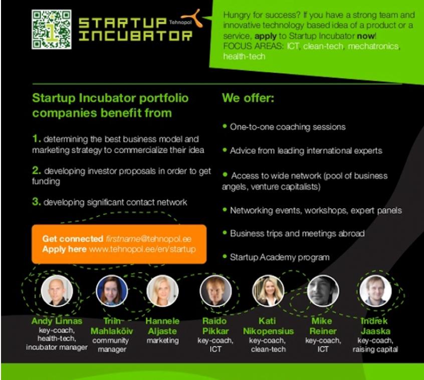 startup incubator's one-pager