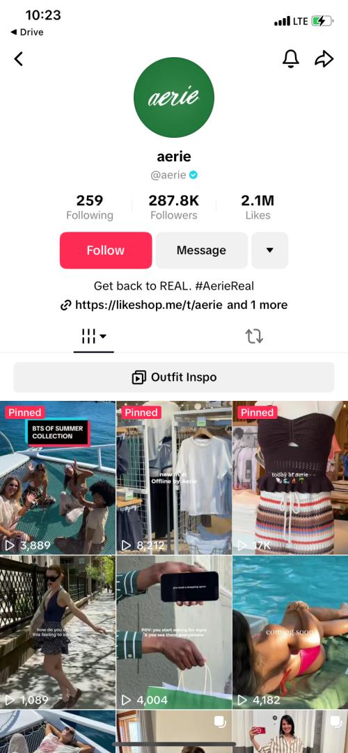 Aerie Tiktok account