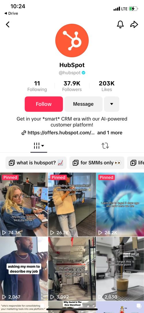 Hubspot TikTok account