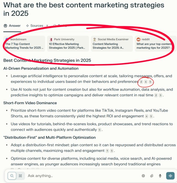 Perplexity's answer to the best content marketing strategies in 2025