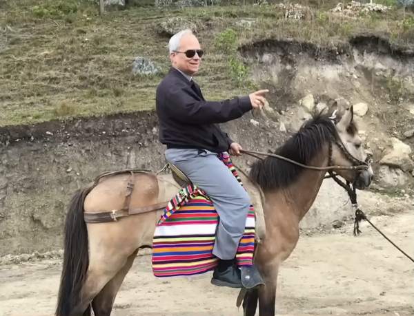 Pope Leo XIV riding a horse