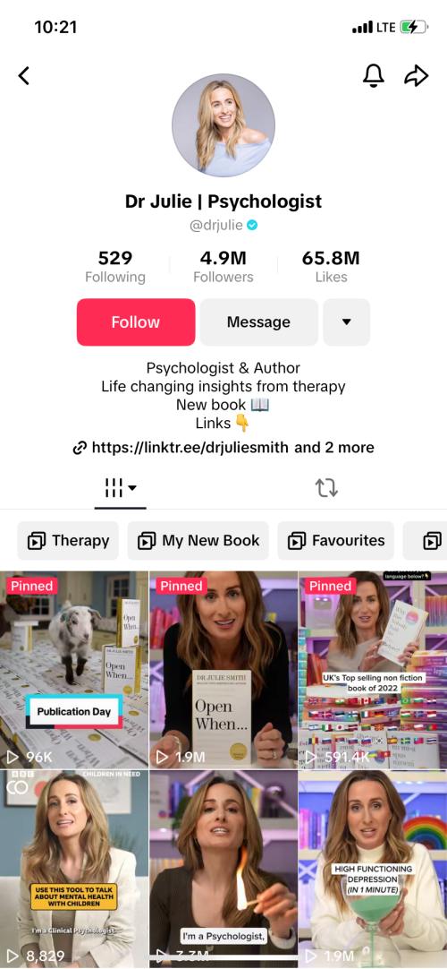 Psychologist Dr Julie TikTok account