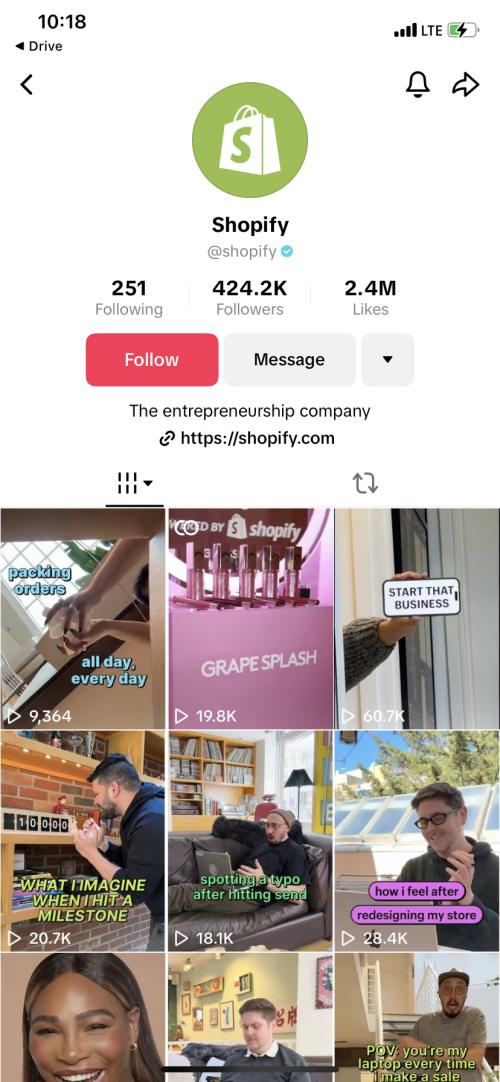 Shopify TikTok account