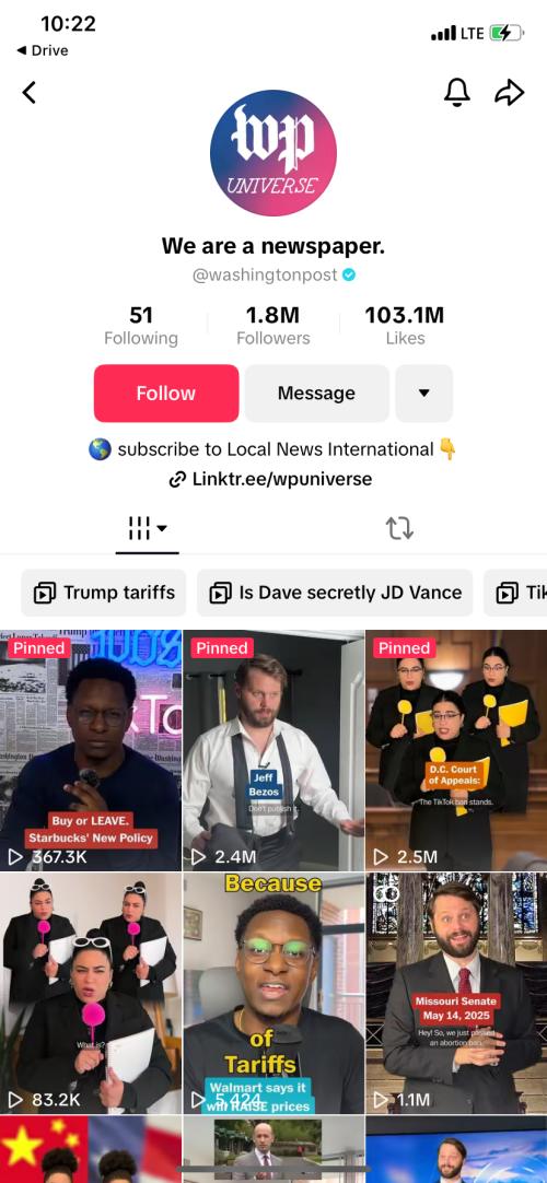 Washington Post TikTok account