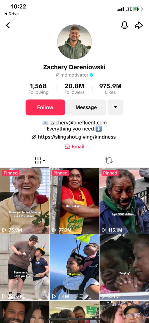 Zachery Dereinowski TikTok account