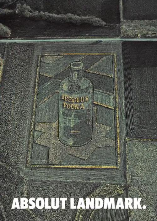 absolut landmark with the image of an absolut vodka bottle