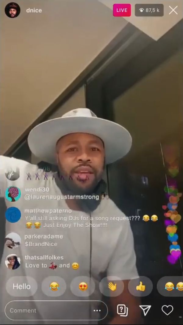 black man in a hat on a live on social media