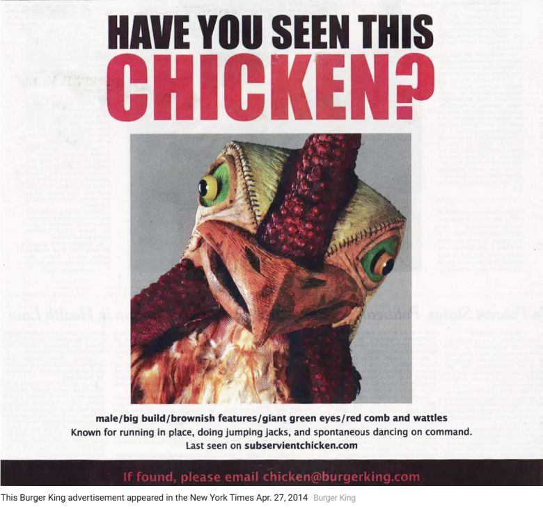 have you seen this chicken ad by burger king