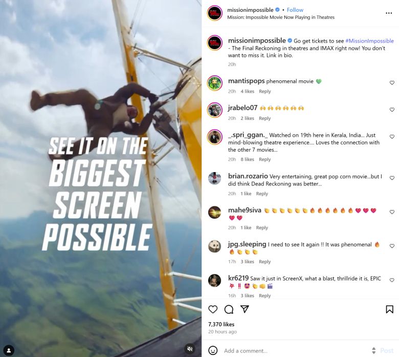 missionimpossible post on Instagram