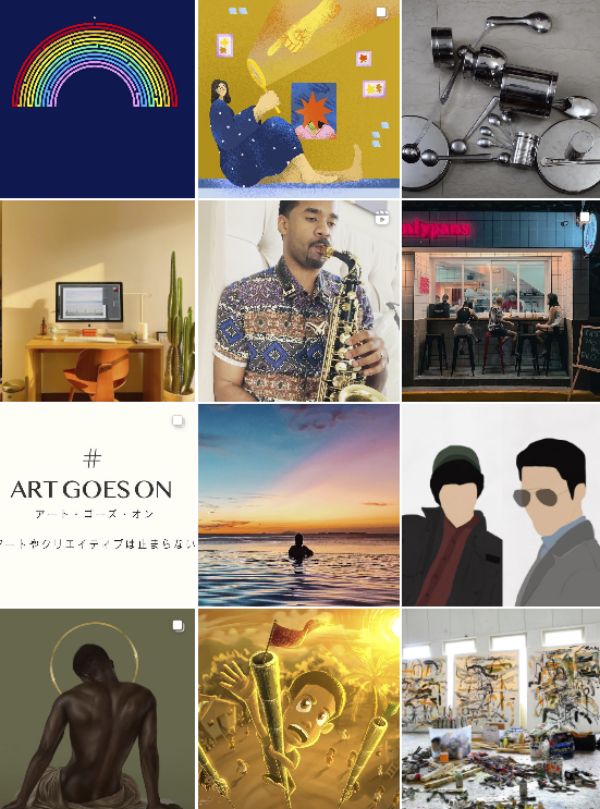 multiple visual campaign elements aligned in a rectangle