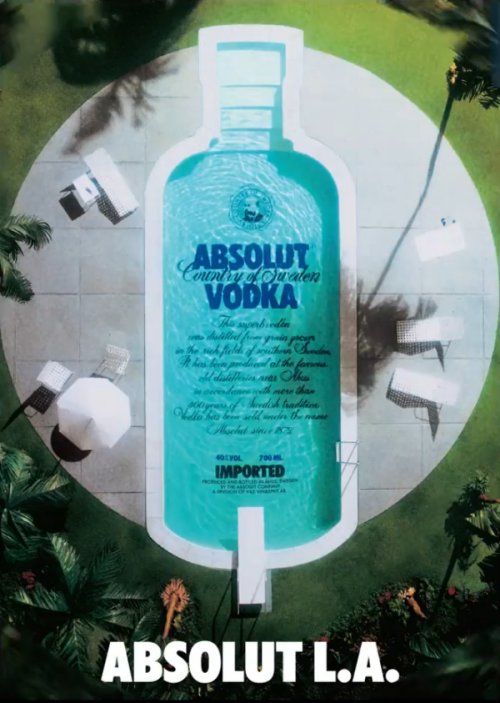 swimming pool with the shape of an absolut vodka bottle